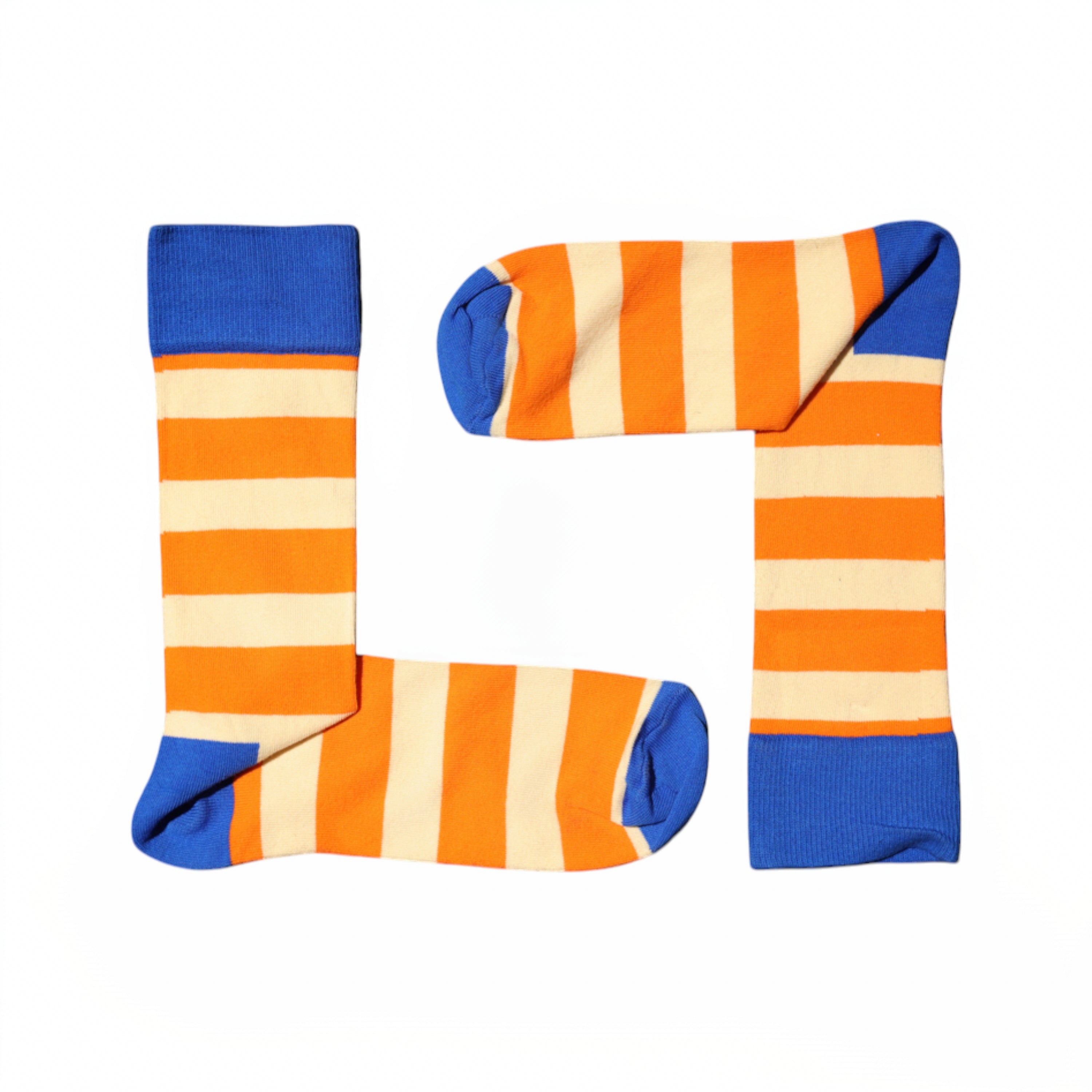 Happy Sock Stripes White Orange